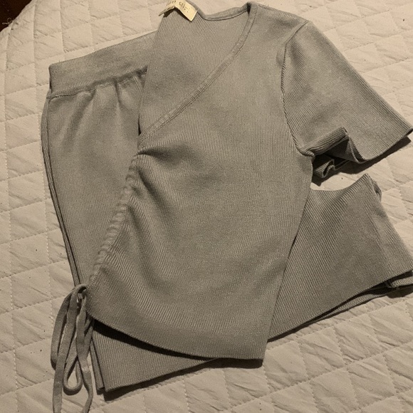 Madden Girl Women's gray 2 Piece Ribbed Knit Tank Top and Short Set - Picture 11 of 11